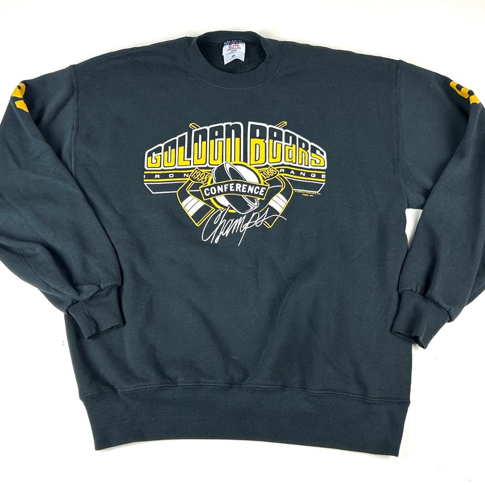 Vintage 1998 Super Sweats Sweatshirt sz Large Golden Bears Hockey Champs Alberta
